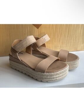 Sorel Cameron Beige Platform Espadrille Sandals with Ankle Strap
